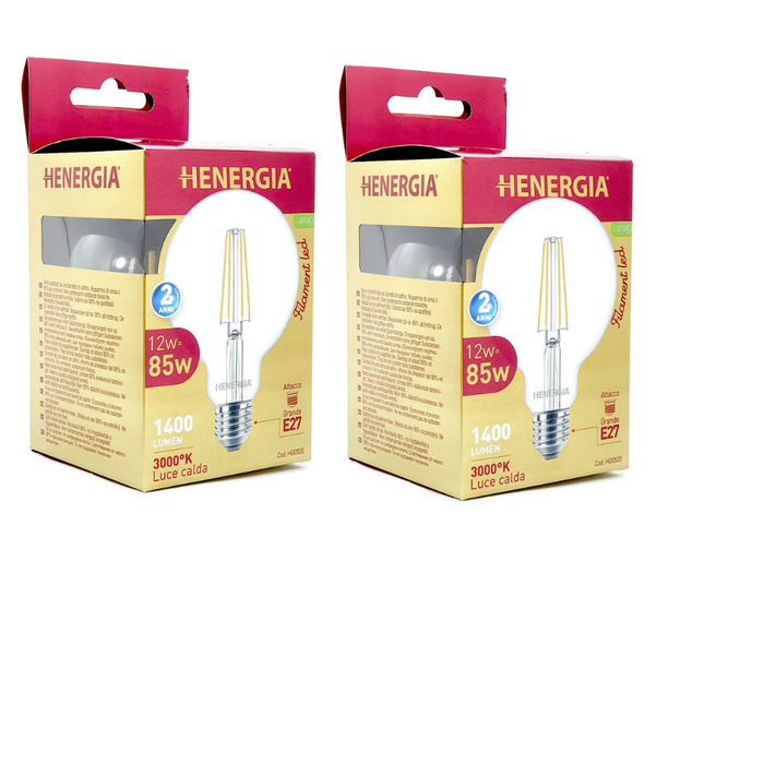 KIT2FILAMENT LED G125 12W 1400LM 3000K E27 E