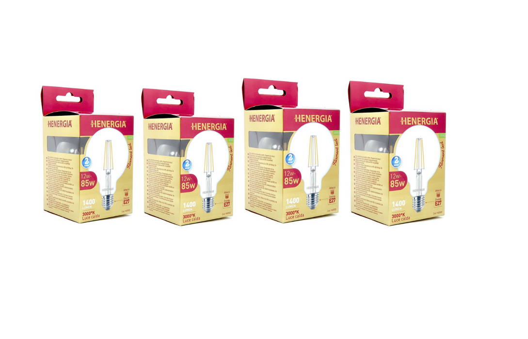 KIT4 FILAMENT LED G125 12W 1400LM 3000K E27 E