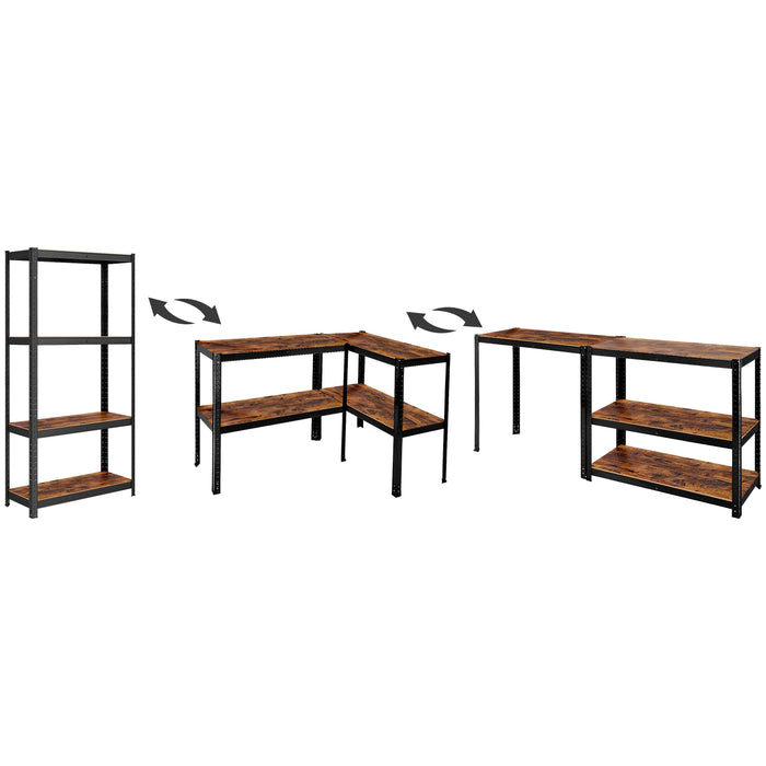 Scaffali stile industrial- vintage in acciaio e legno m. 75x30x150 Regolabili, per Soggiorno, Cucina, colore Marrone  e Nero