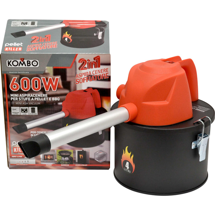 Mini aspiracenere portatile per pulizia BBQ e Stufe a Pellet 600W 4L + Accessori