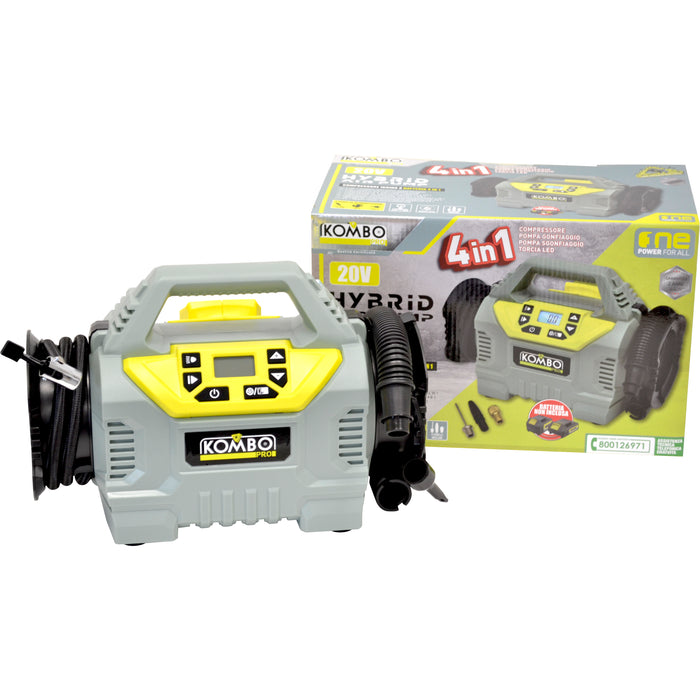 Compressore Cordless 4IN1 KOMBO PRO Batteria 2.0Ah