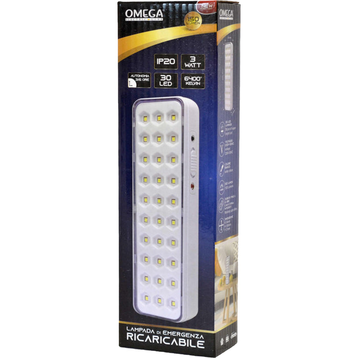 LAMPADA D'EMERGENZA RICARICABILE 30 2835SMD LED 150LM 3W