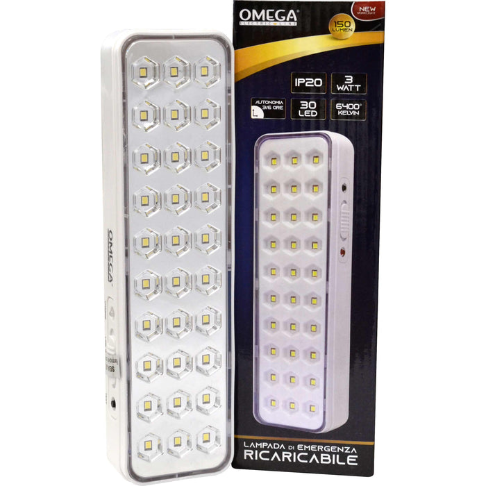 LAMPADA D'EMERGENZA RICARICABILE 30 2835SMD LED 150LM 3W