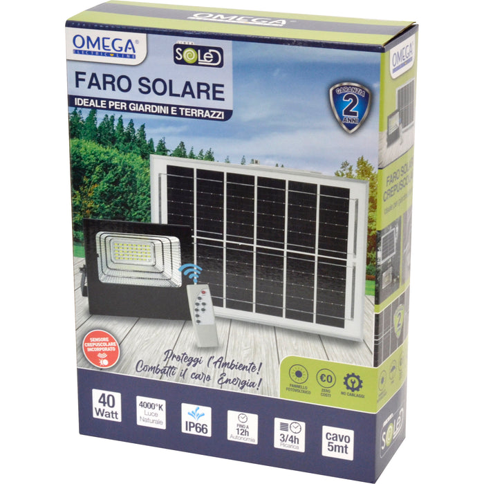 Faretto FLOODLIGHT ad Energia Solare 40W 4000K IP66