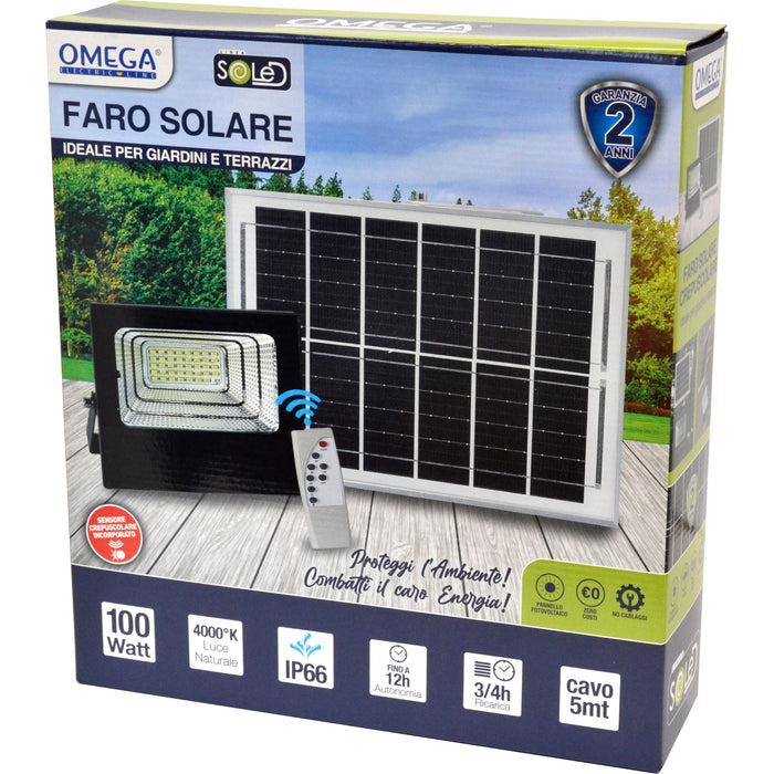 Faretto FLOODLIGHT ad Energia Solare 100W 4000K IP66