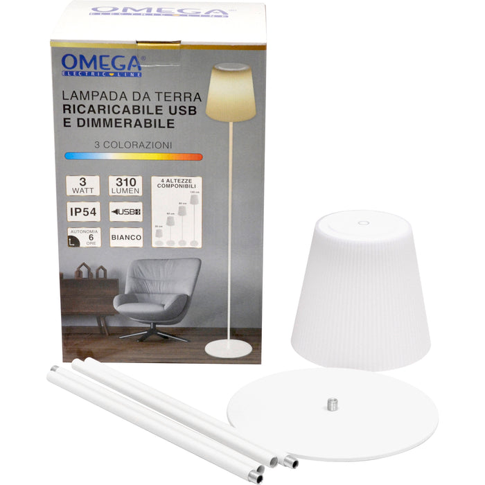 LAMPADA DA TERRA 3W 310LM RICARICABILE USB BIANCA