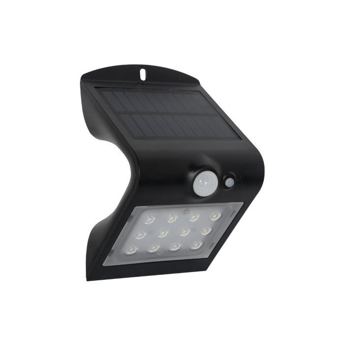 Applique ad energia solare colore nero da 1,5w smd2835 220lm 4000k ip65