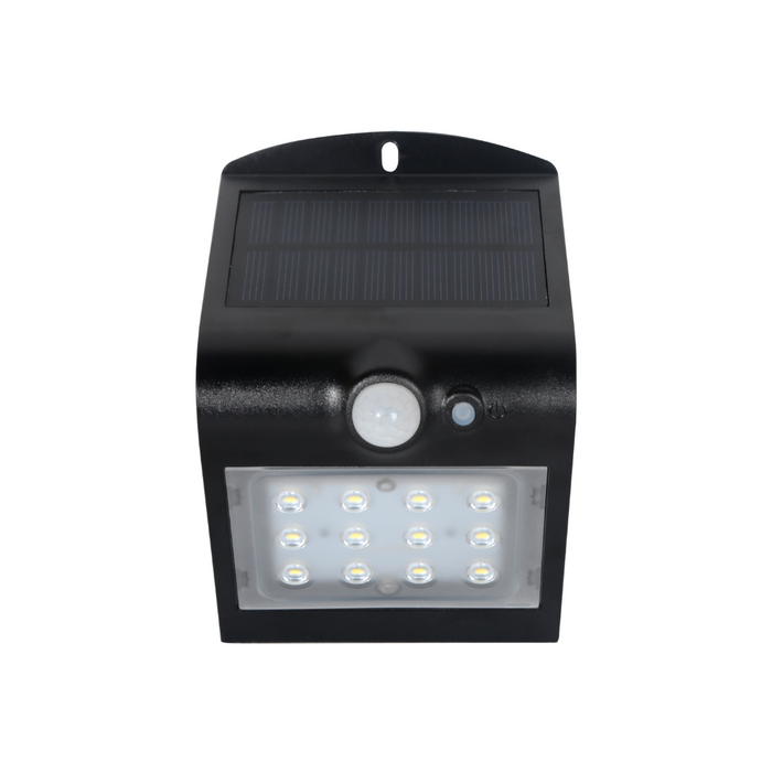 Applique ad energia solare colore nero da 1,5w smd2835 220lm 4000k ip65