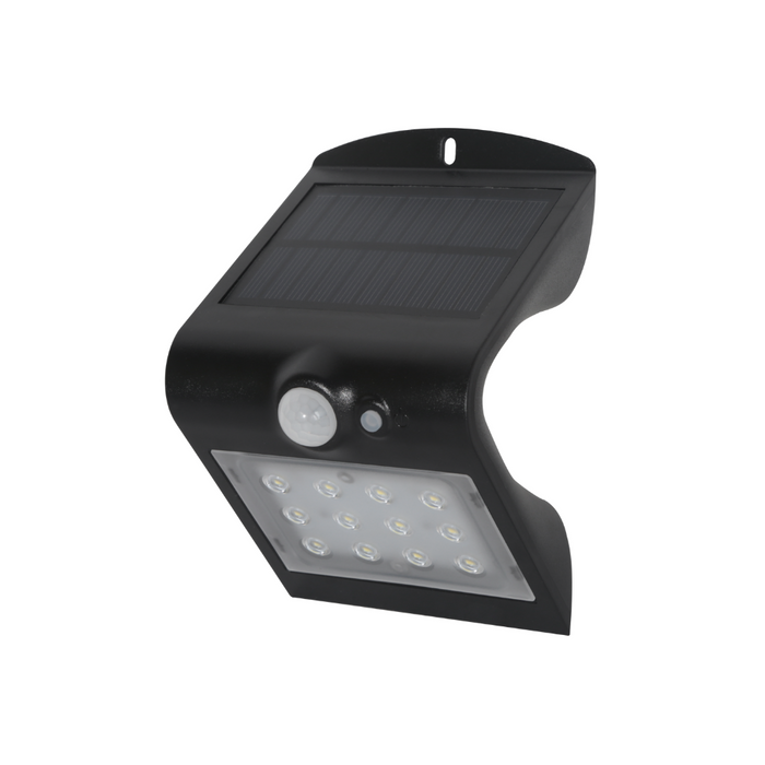 Applique ad energia solare colore nero da 1,5w smd2835 220lm 4000k ip65