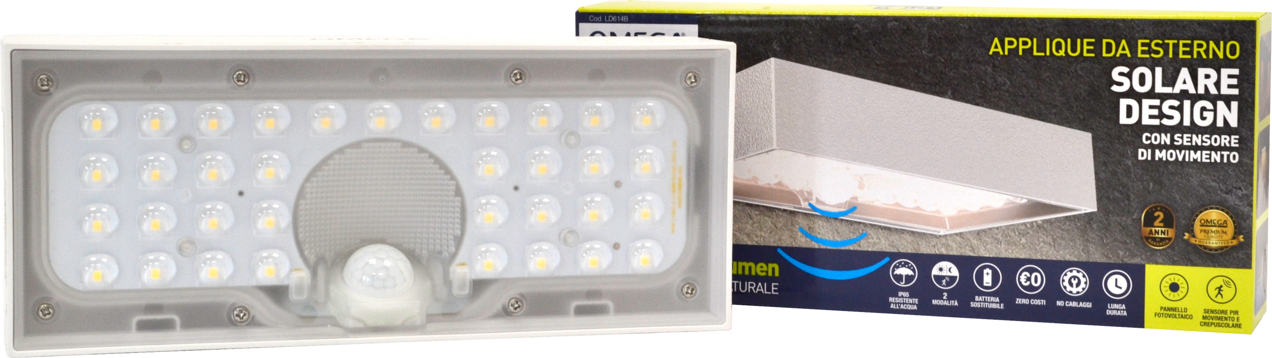 Applique da Muro Solare LED 6W Bianco – 800 Lumen, Luce Naturale 4000K, IP65