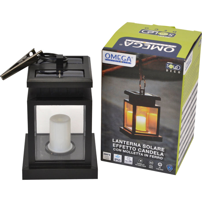 LANTERNA SOLARE CANDELA LED 2000K IP55 CON CLIP