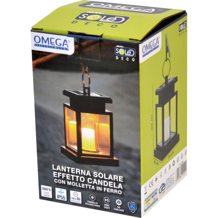 LANTERNA SOLARE CANDELA LED 2000K IP55 CON CLIP