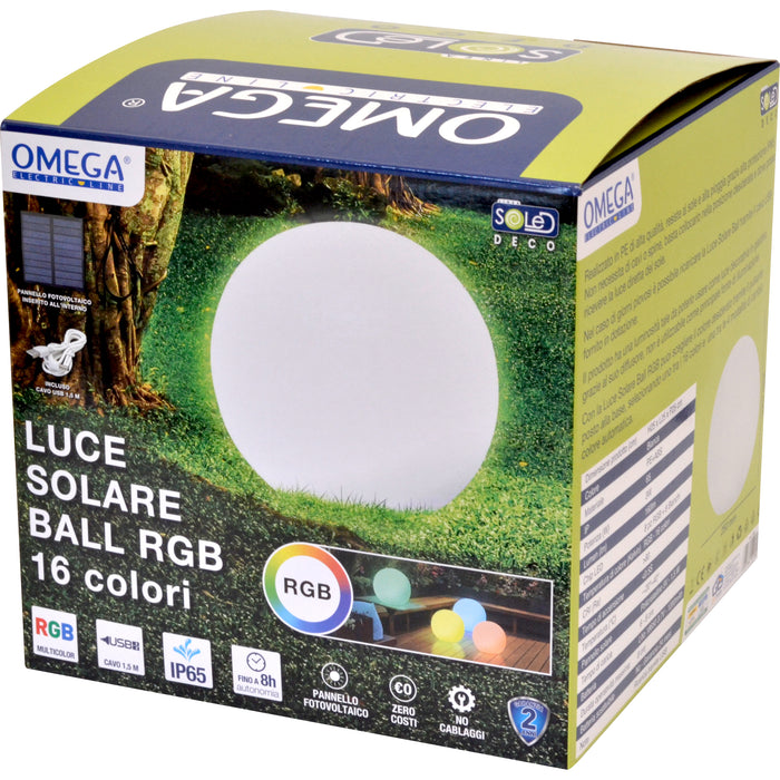 LUCE SOLARE GIARDINO SFERA RGB 16 COLORI